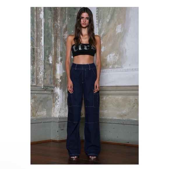 I. AM. GIA. Ace High Waist Denim Cargo Pants - Picture 2 of 7